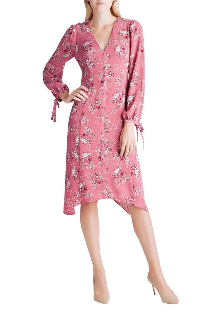 kensie womens Charmed Bouquets Midi Casual Dress, Vintage Rose Combo, X-Large US
