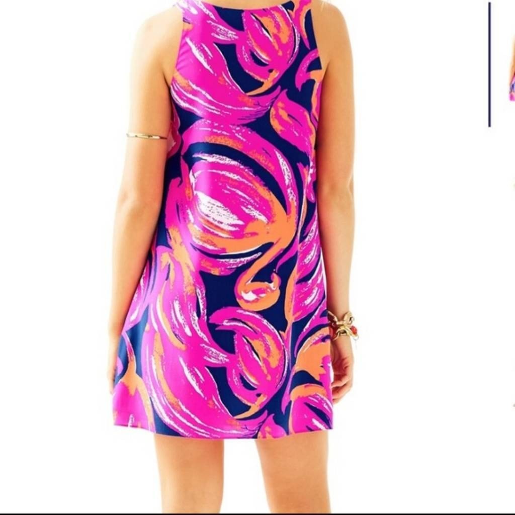 Lilly Pulitzer Jackie Shift Dress Sz XS 100% Silk Bomber Blue Plume Blume 23198