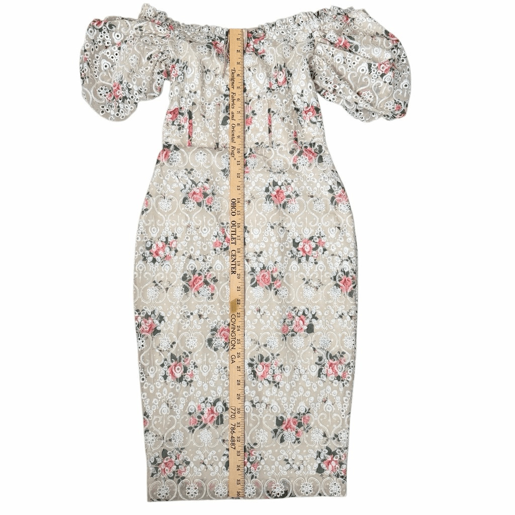 Lavish Alice Off Shoulder Floral Lace Midi Dress Puff Sleeve Corset Sz 6 NWT