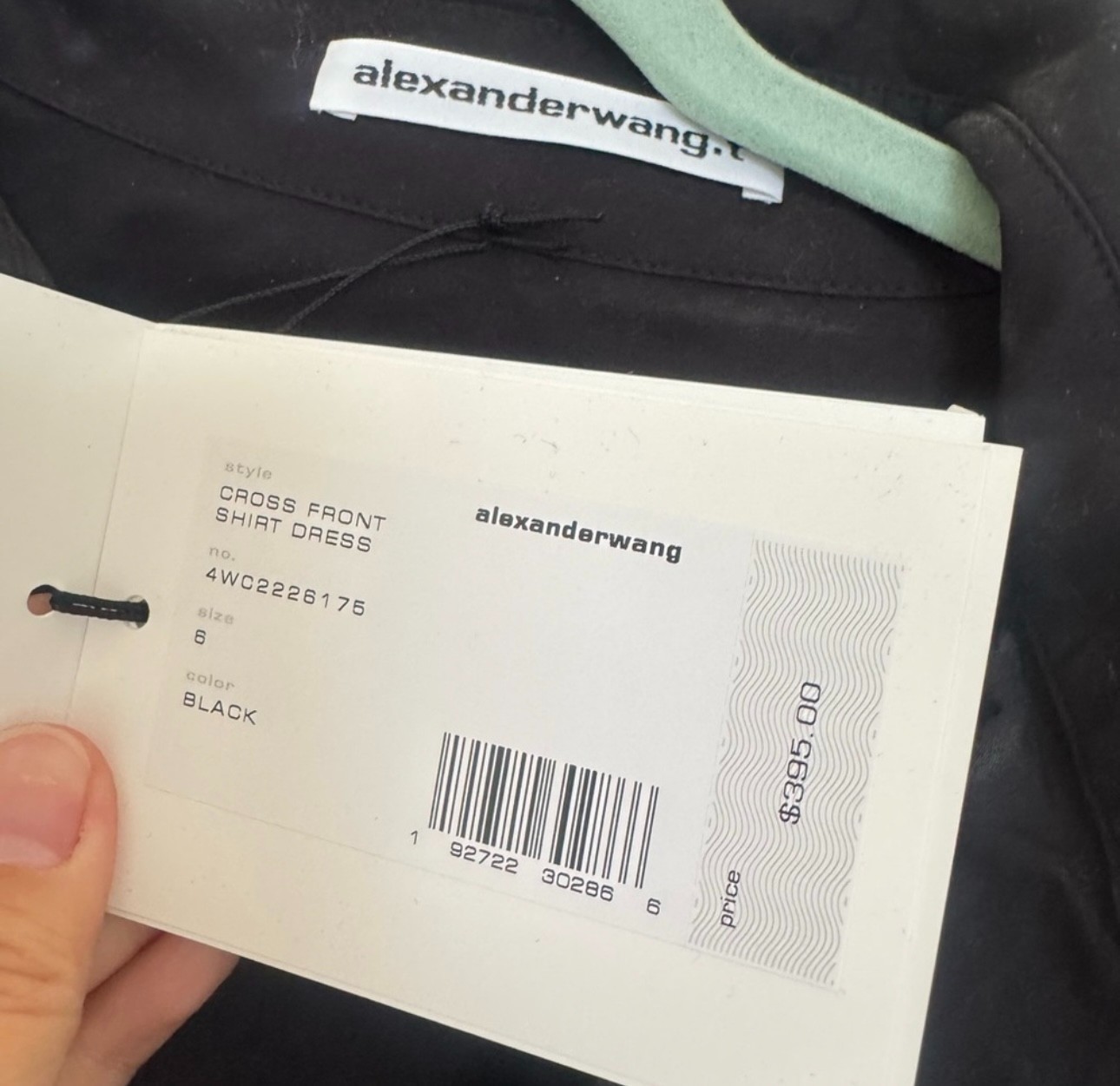 ALEXANDERWANG.T Black Cross Front Shirt Dress Size 6