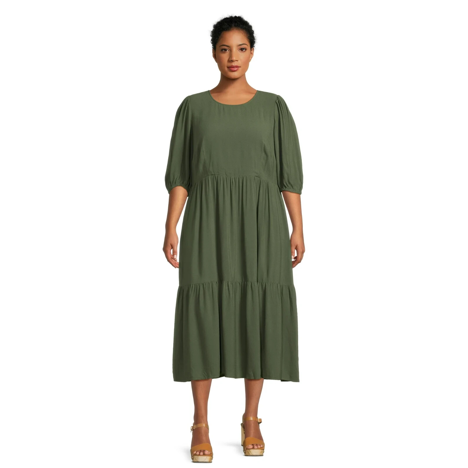 Time and Tru Fit & Flare Dress Womens Plus Sea Turtle Rayon Tie-Back 2X 20W-22W