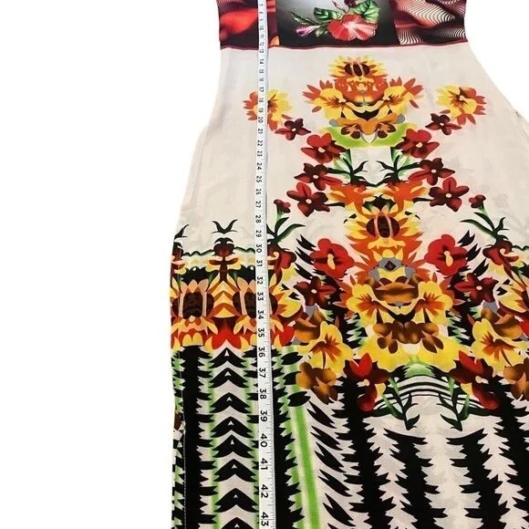 Artistic Multicolor Custom Jeweled Floral Women’s Orchids Side Slits Dress