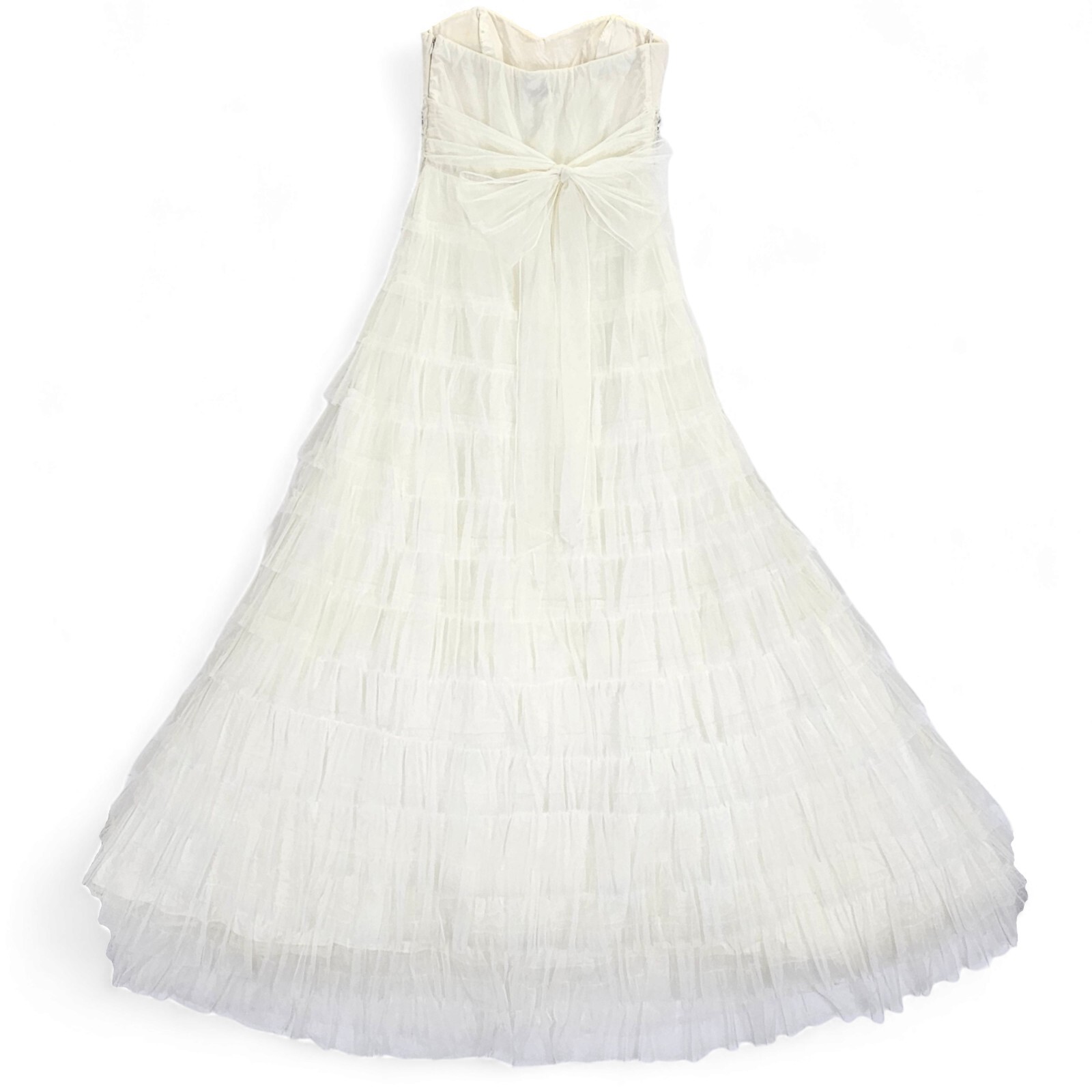 B. Darlin Dress Prom Formal Strapless Ivory Tiered Tulle Rhinestone Size 5/6