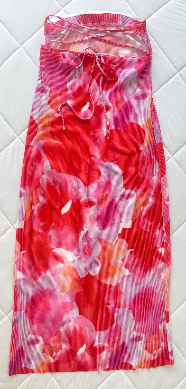 Hello Molly Keep Moving Forward Strapless Lace-Up Maxi Dress Pink Floral Size S