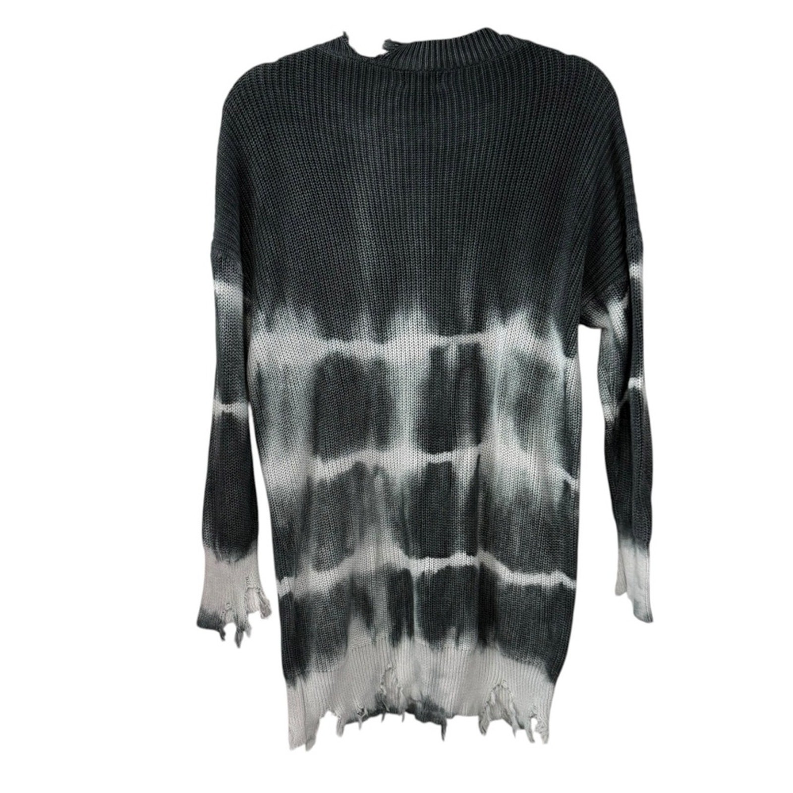 Superdown Medium Black Tie-Dye Shia Sweater Dress Distressed Hem Revolve