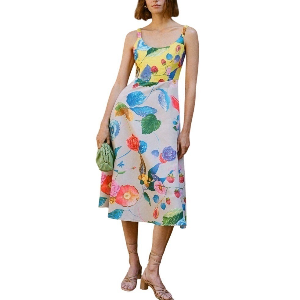 Tuckernuck Vivid Jardin Floral Dominique Midi Dress Size XSmall NEW
