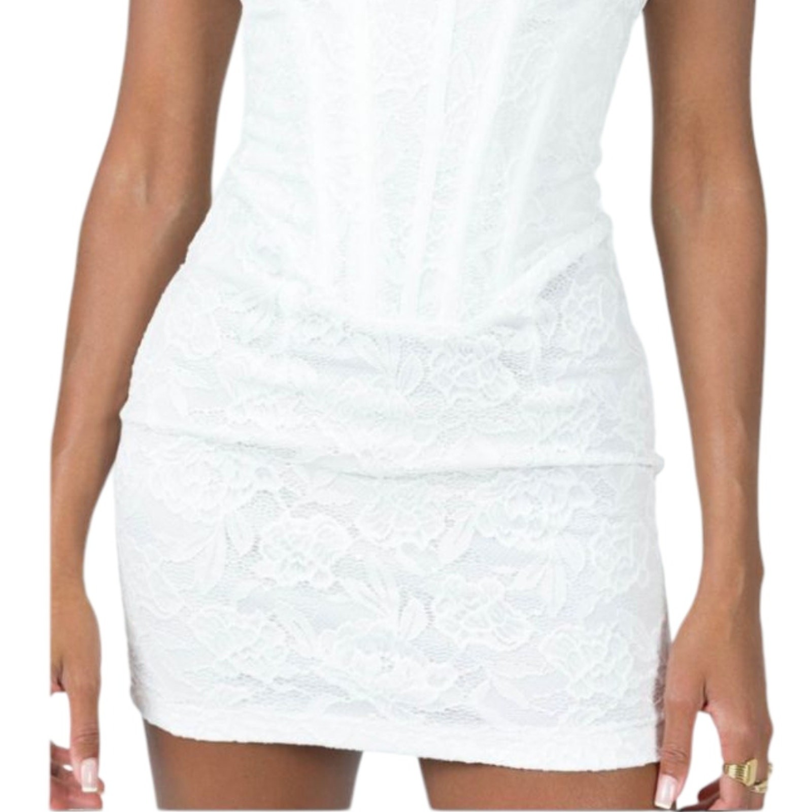 Princess Polly Brea Strapless Mini Dress Size 12 White Embroidered Lace Party