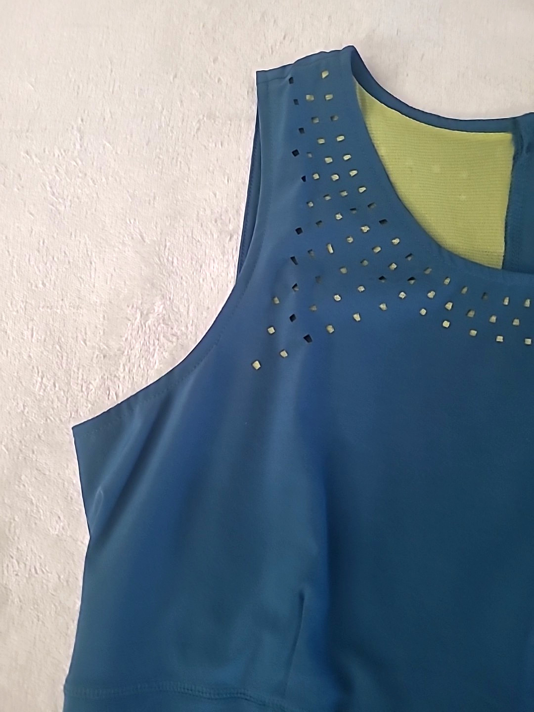 Title Nine Athletic Tank Dress US 10 Blue Stretch Travel Sporty Activewear Zip