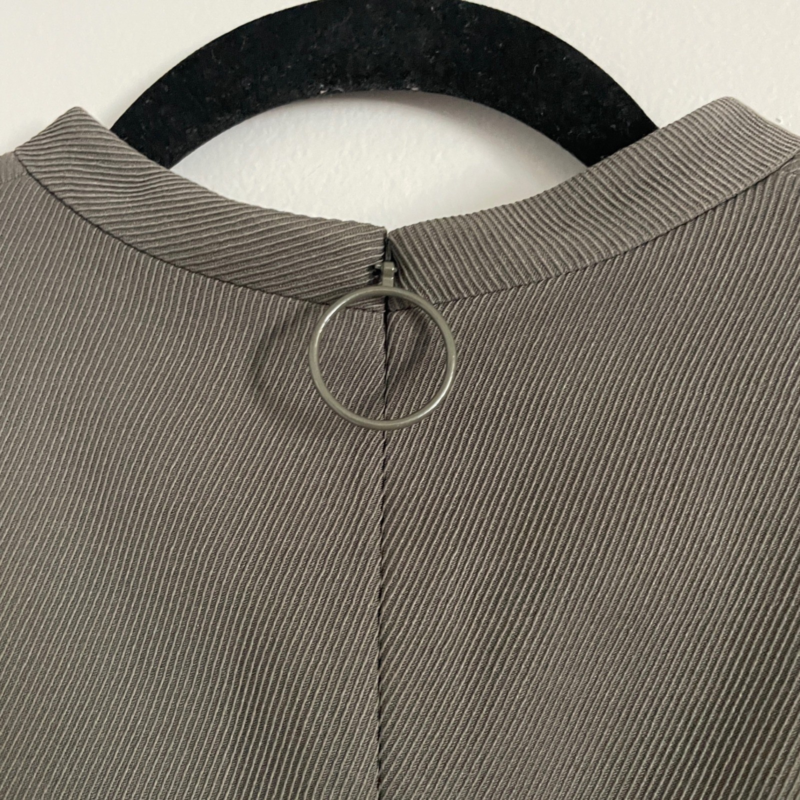 Akris Punto Asymmetrical Sleeveless Wool Shift Dress Grey 4 Mini Career Minimal