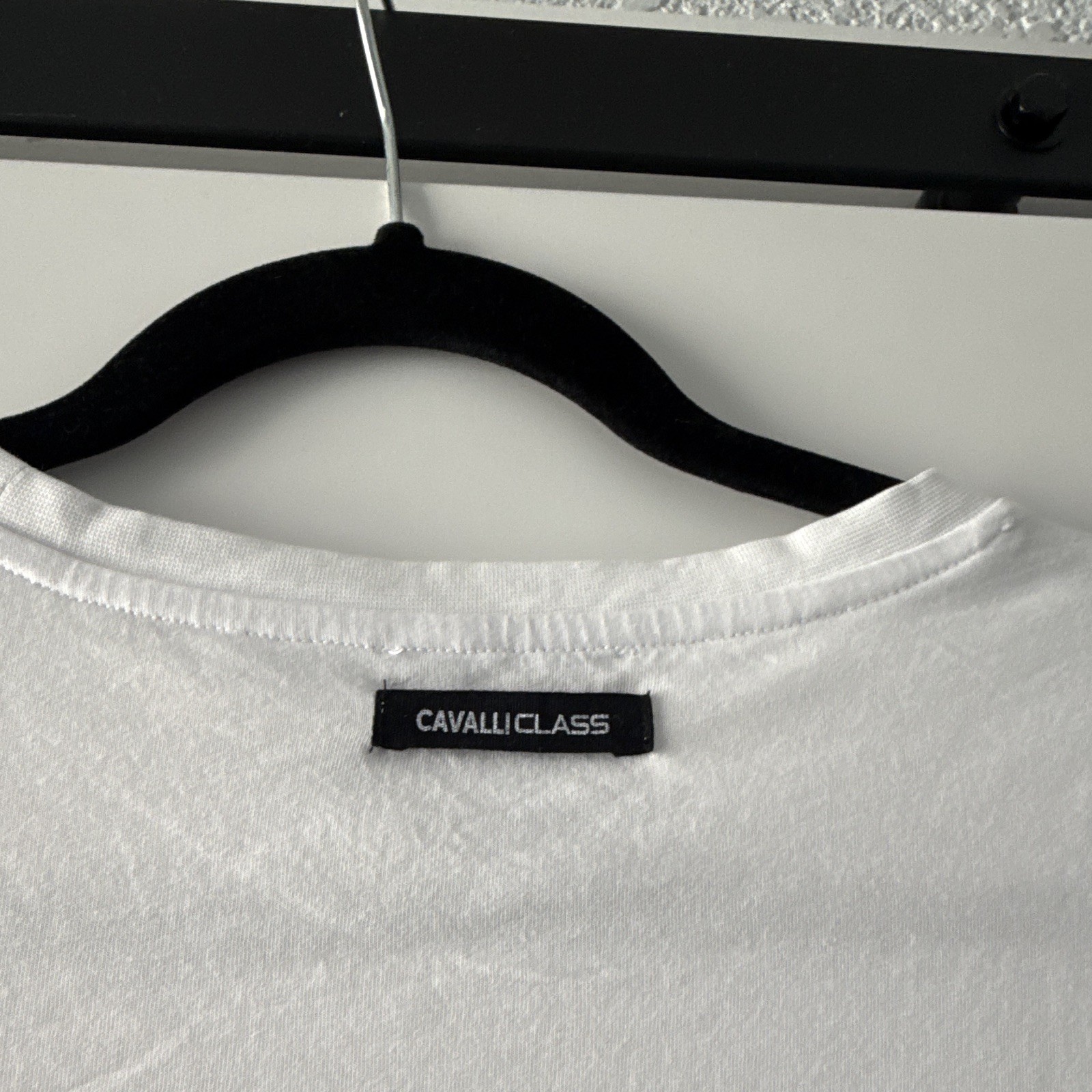 Cavalli Class woman’s White/Black Crew Neck Short Sleeve Graphic Logo dress