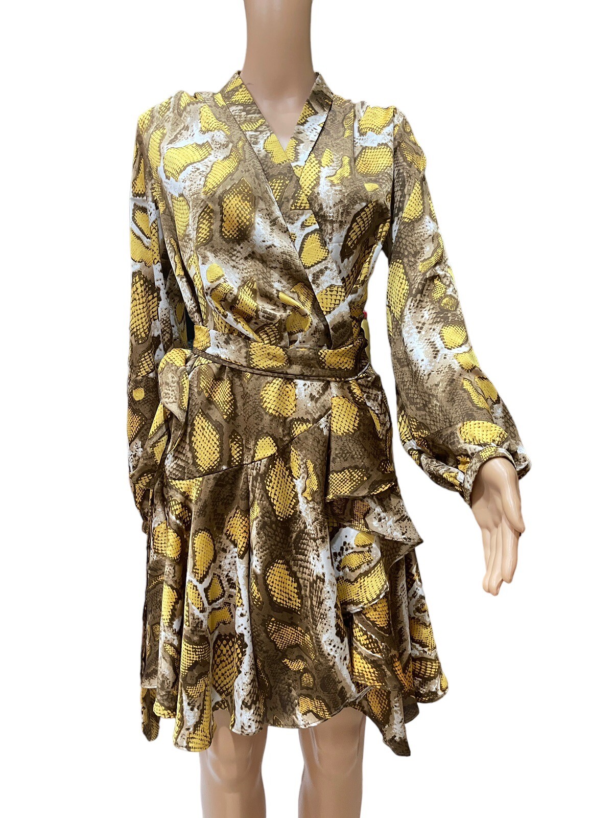 Venti6 Mini Wrap Dress ladies brown multi Snake print Tiered