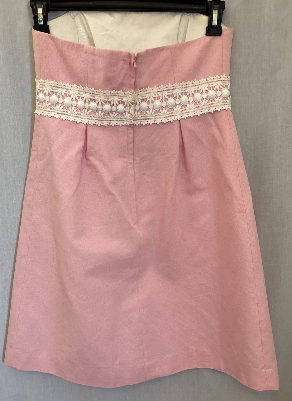 Lillly Pulitzer Betsey Size 6 Faille Powder Pink Strapless Beaded Dress