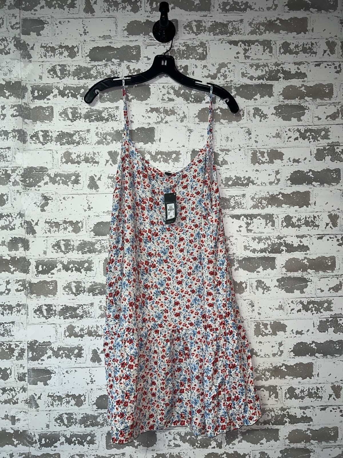 NWT! PRIMARK White Red Blue Floral Print Thin Strap Sundress Size 12