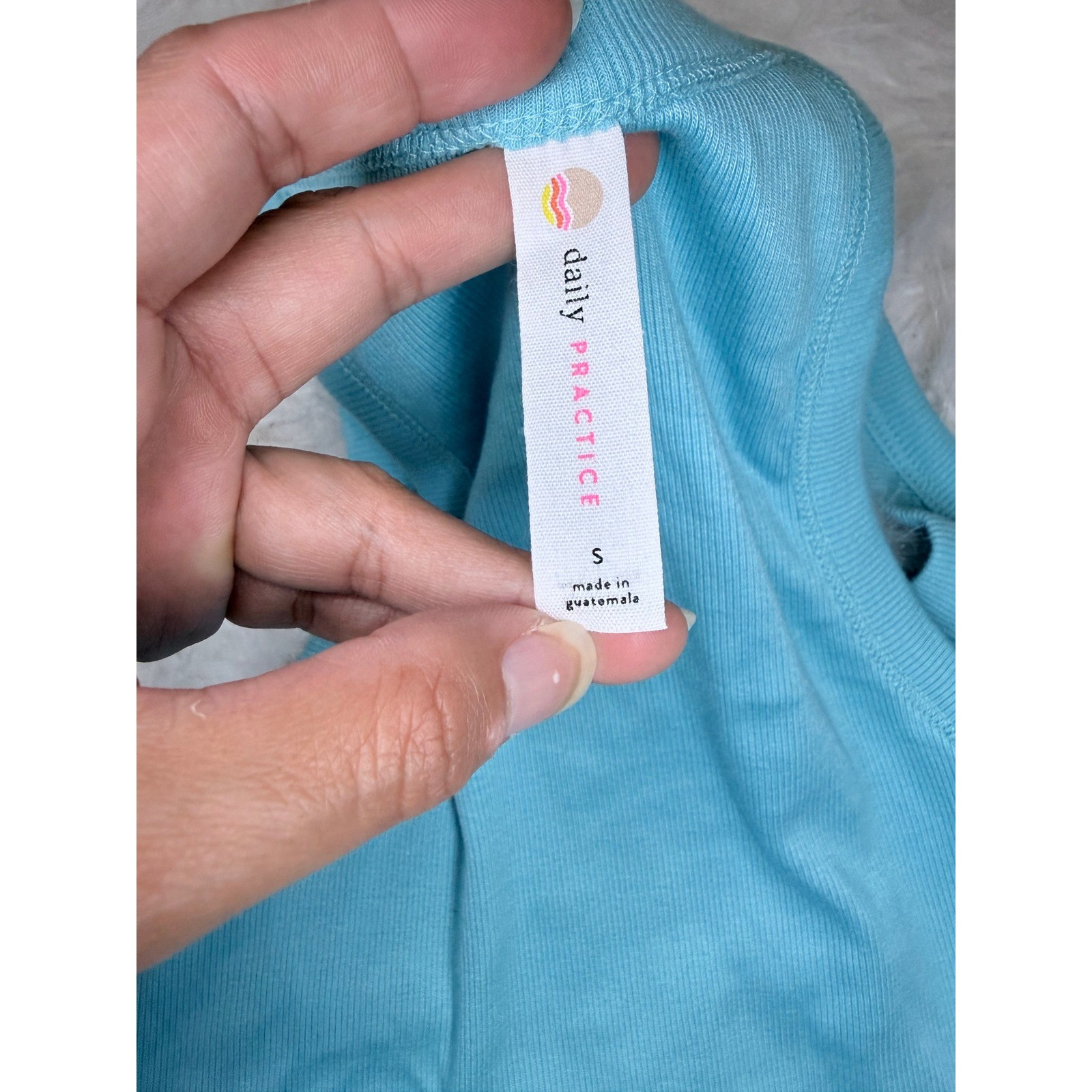 Daily Practice Anthropologie Ribbed Mini Dress Turquoise Blue Cinched Side Small