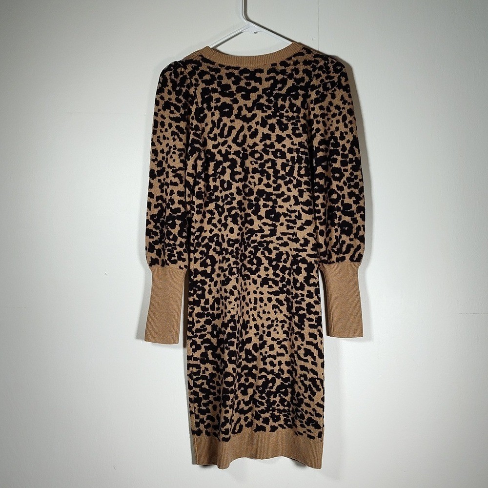 NWT LOFT Animal Cheetah Print Wool Blend Sweater Dress XS