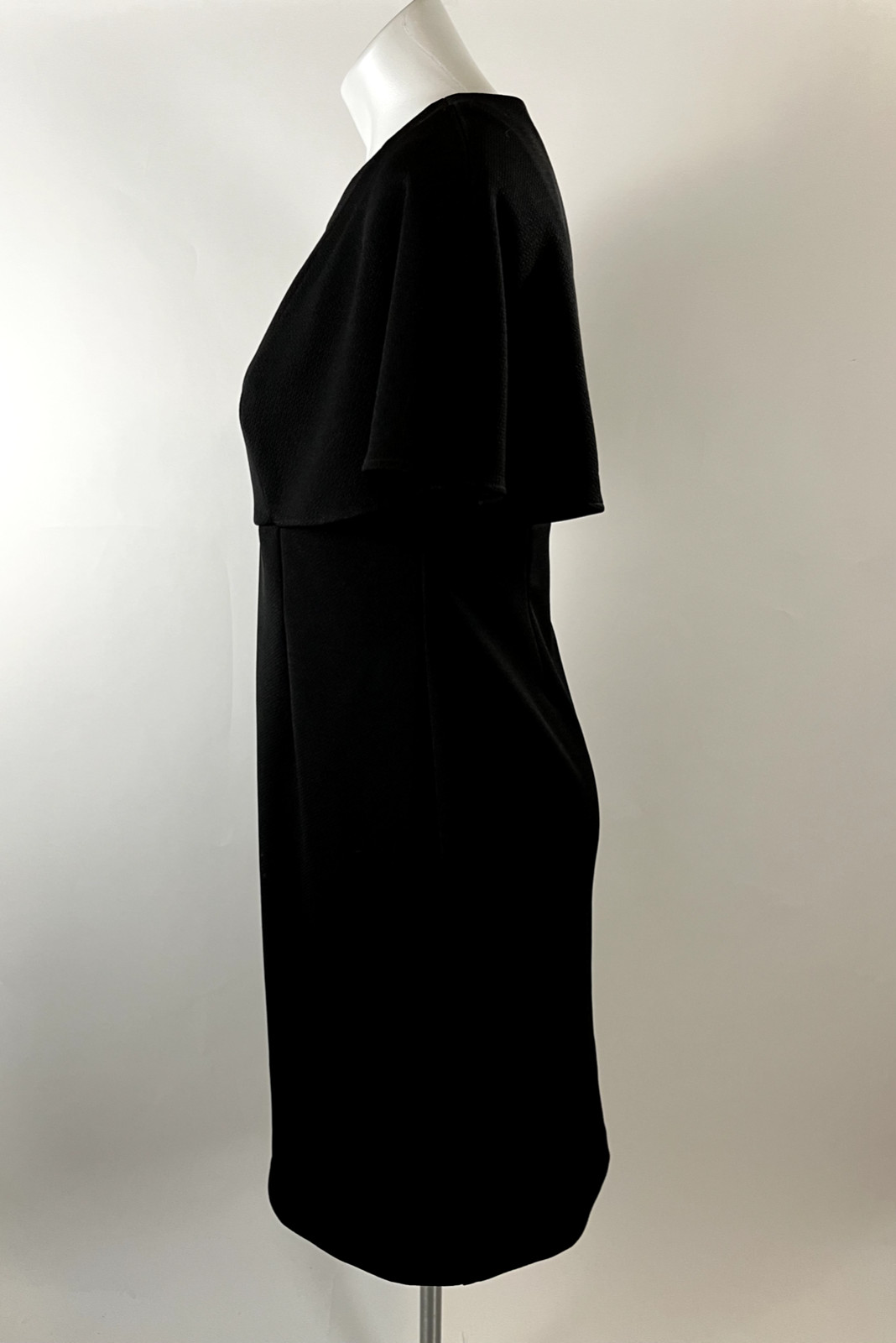 Trina Turk Black Flutter Cape Style Sheath Dress 8 NEW