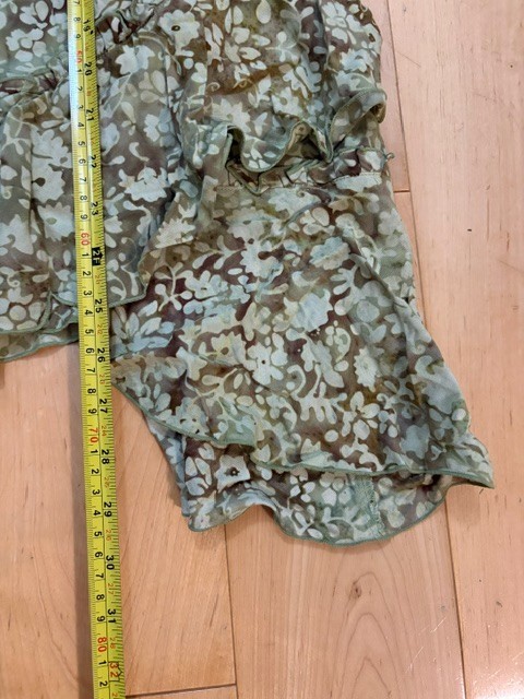 Y2K Santiki Green Floral Smocked Halter Asymmetrical Ruffle Dress Size M