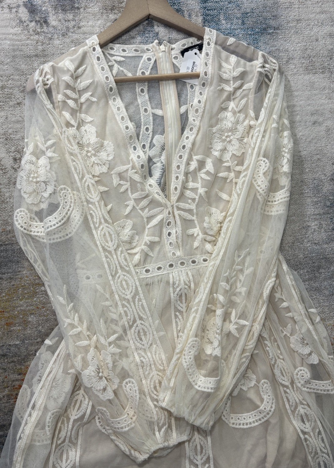Wishlist Womens S NWT Ivory Embroidered Lace Romper Maxi Overlay Boho Fairycore