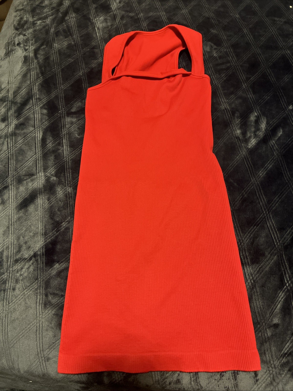 New OQQ Bodycon Mini Dress Womens Small Red Ribbed Seamless Athletic sexy