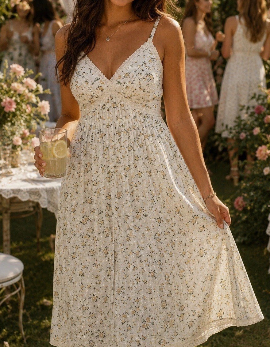Y2K Rachel Ashwell Shabby Chic Floral Dress Cottagecore Prairie S Ditsy Garden
