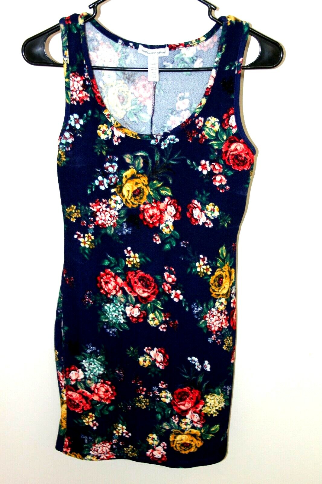 Ambiance Apparel Women Blue Floral Print Bodycon Mini Dress Casual Sleeveless S