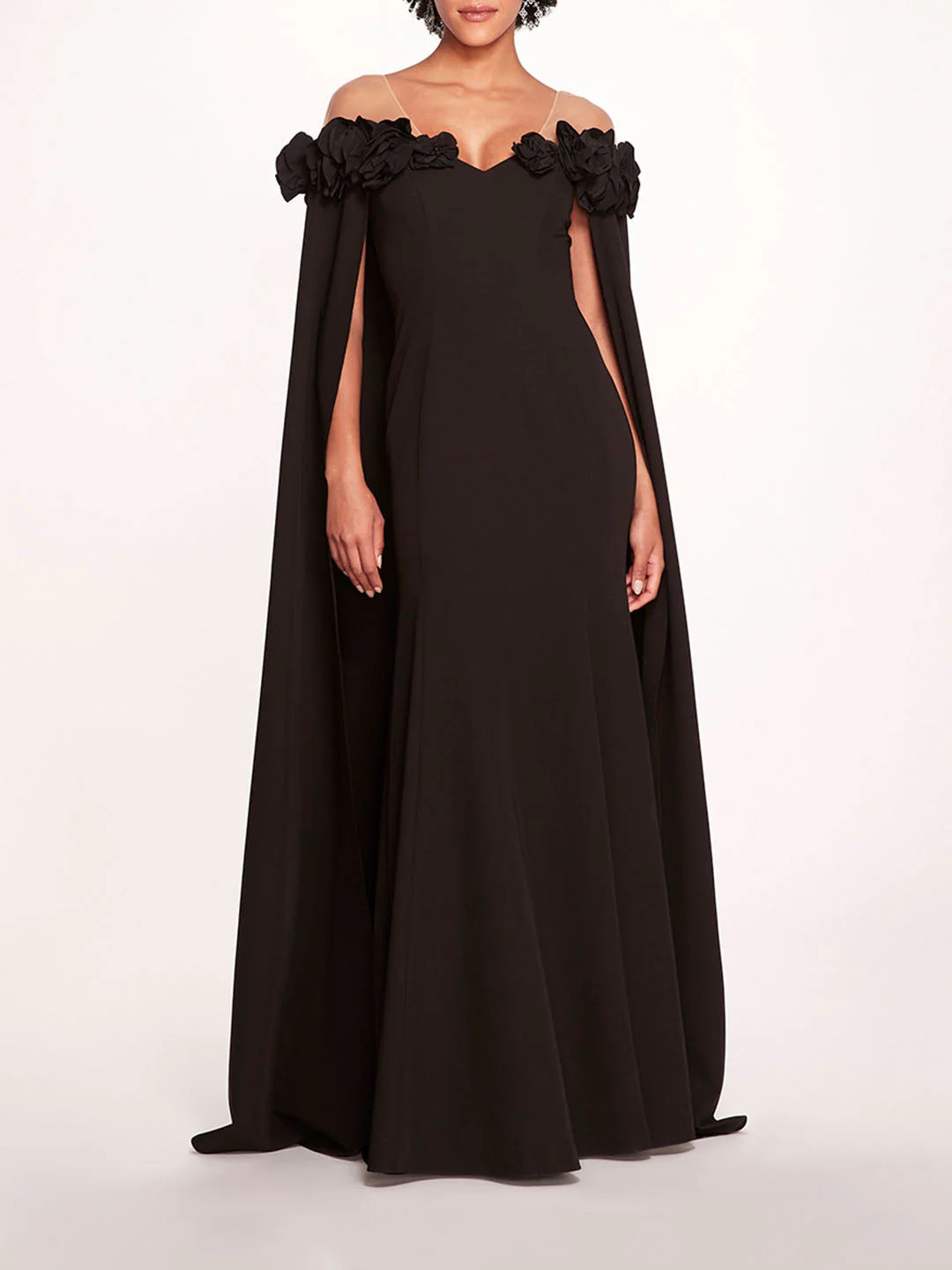 Marchesa Notte Off Shoulder Illusion Gown – Lipstick red – Size 12