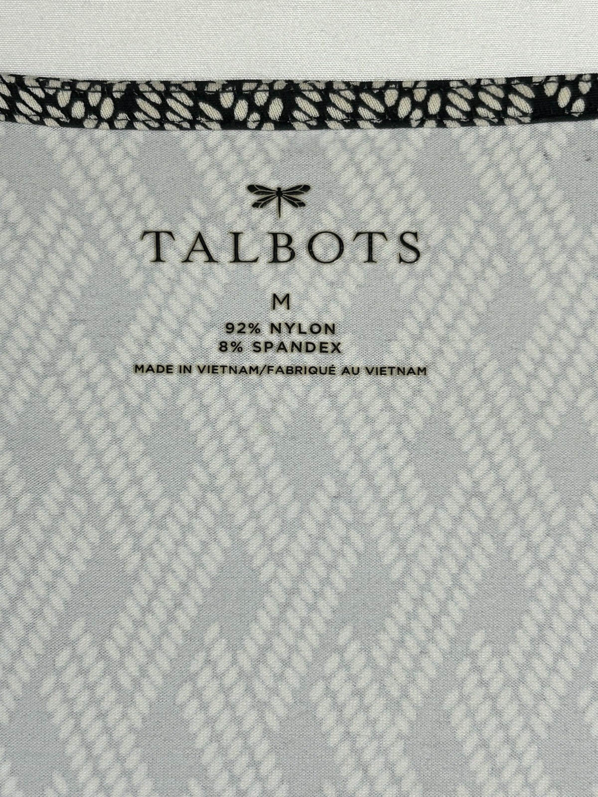 Talbots Womens Medium Black White Lattice Faux Wrap Dress Classic Business