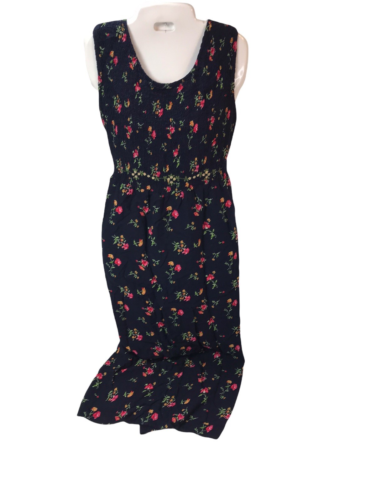 Vtg Dress Sz 6 Floral R&K Column Cottage Core floral Embroidered Waist Tie Back