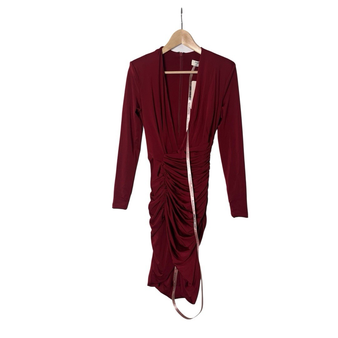 NWT House Of CB Ida Red Wine Ruched Dress XS