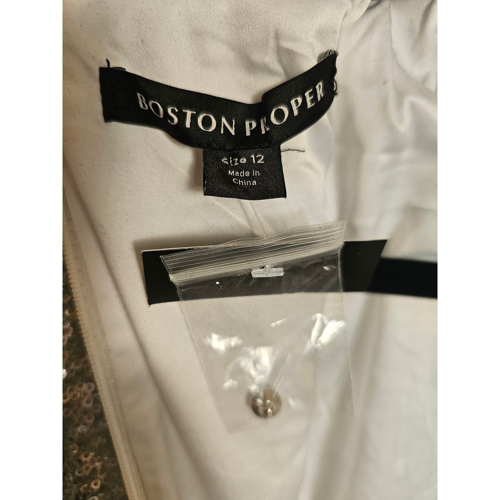 Boston Proper Silver Sequin Cocktail Dress