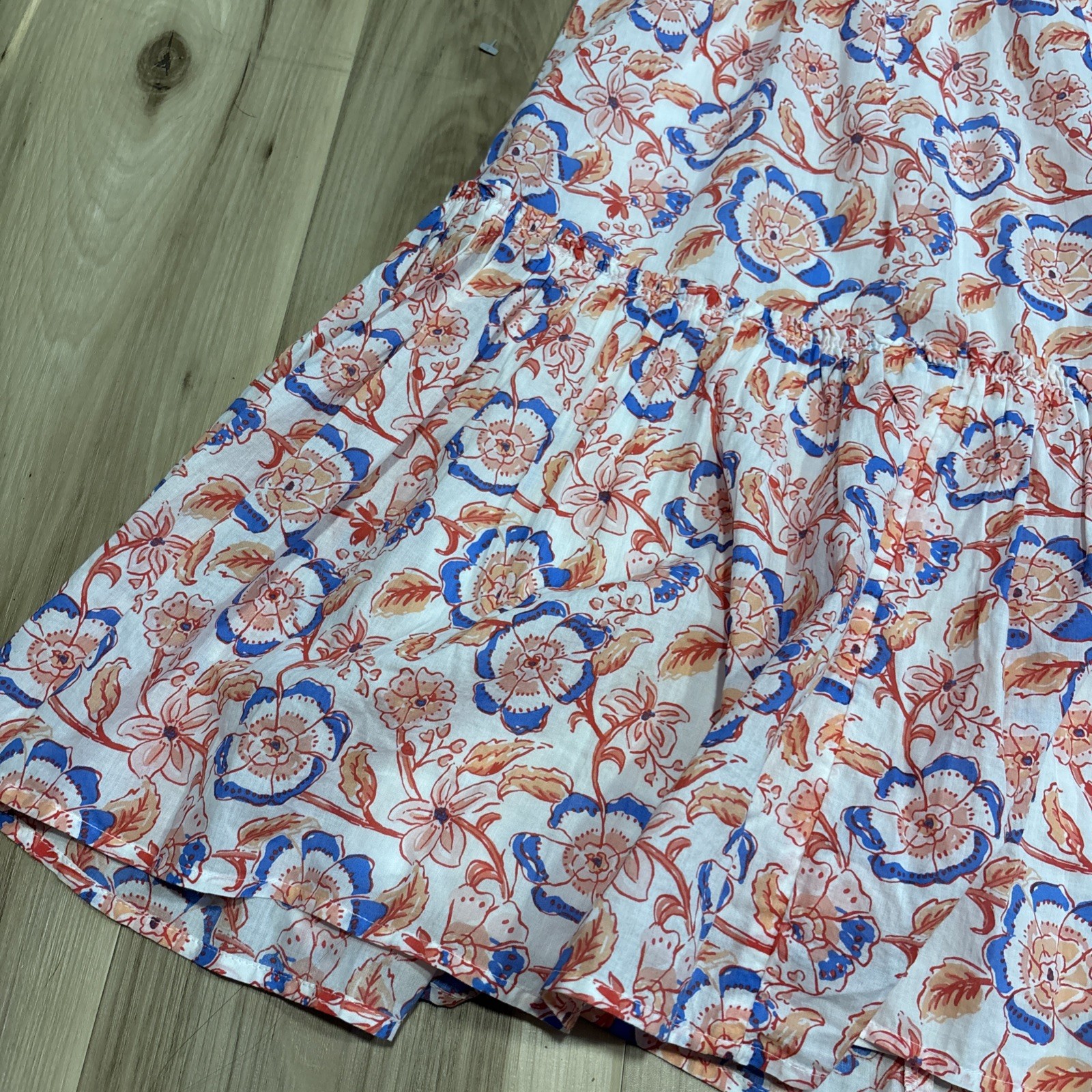 Vineyard Vines Size Medium Floral Print Maxi Dress With Tie Cotton Lined