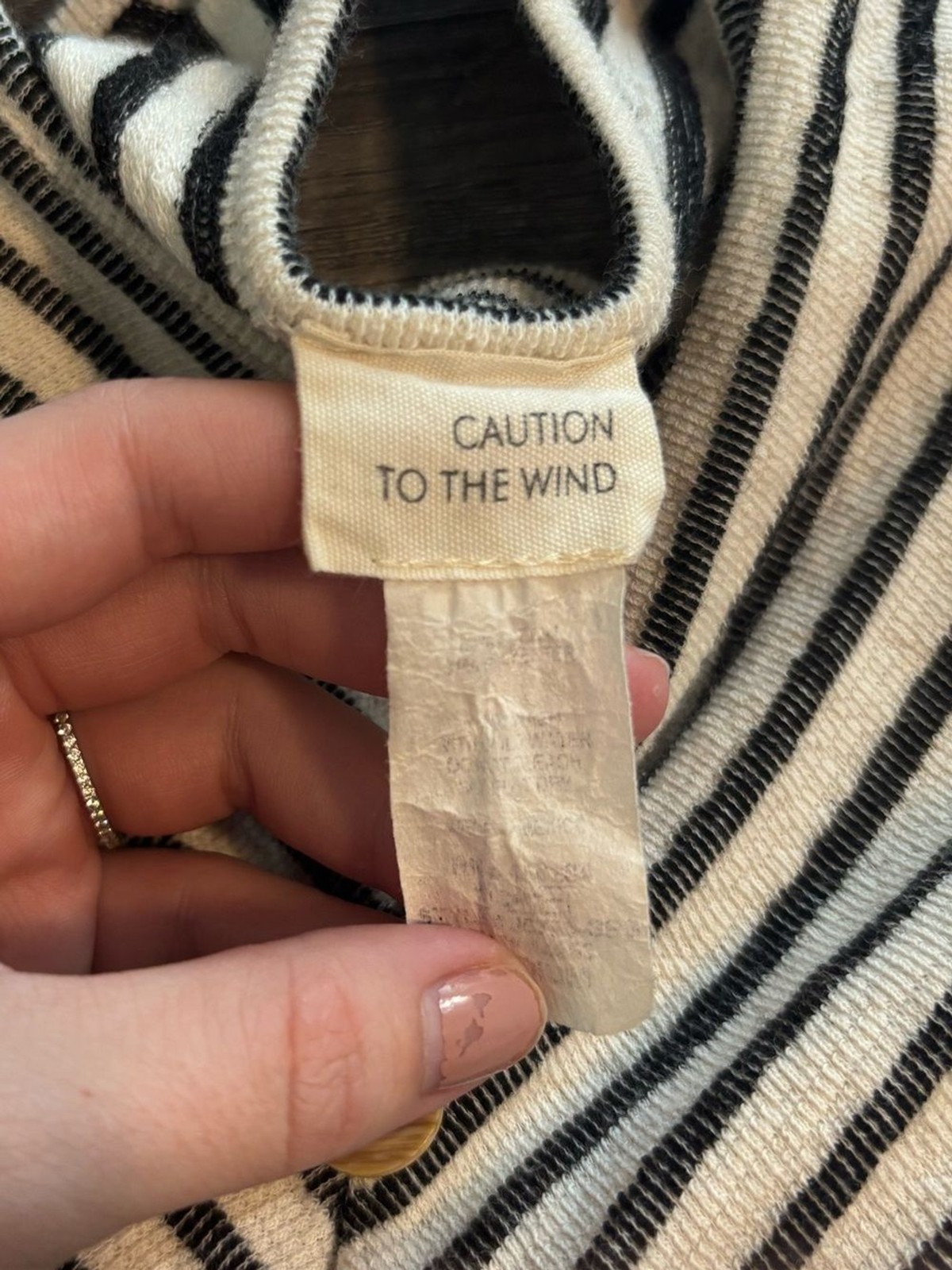 Caution to the Wind Gray White Striped Mini Dress Button Front Women’s Small