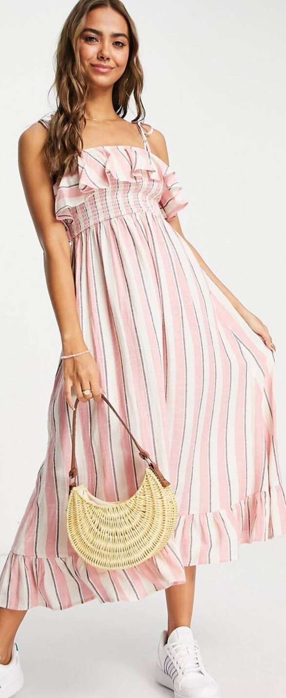 Brandnew Miss Selfridge Sold Out Frill Detail Strappy Midi Dress Size 6