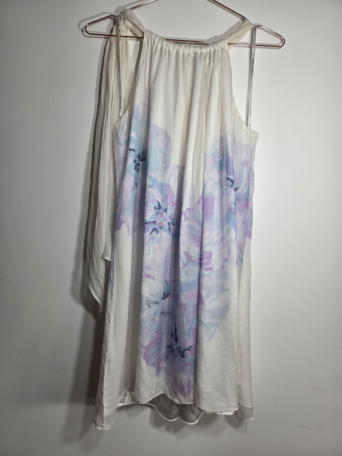 FOREVER NEW Size 10 White Silk Floral Hem Grecian Style Short Dress