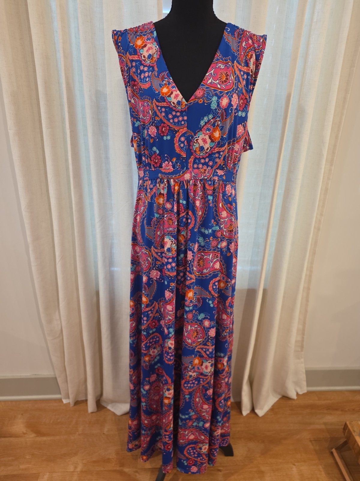 Womens Plus Size 2X 24seven Comfort Apparel Sleeveless Maxi Dress Blue Pink…