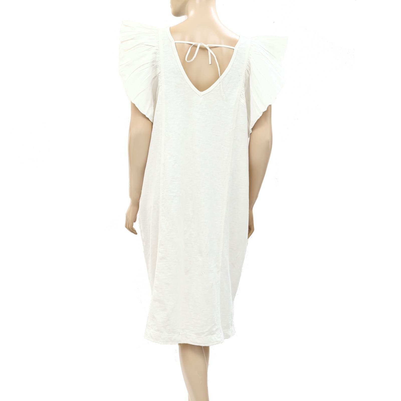 Daily Practice by Anthropologie Flutter-Sleeve Tee Dress Cotton Ruffle L 259921