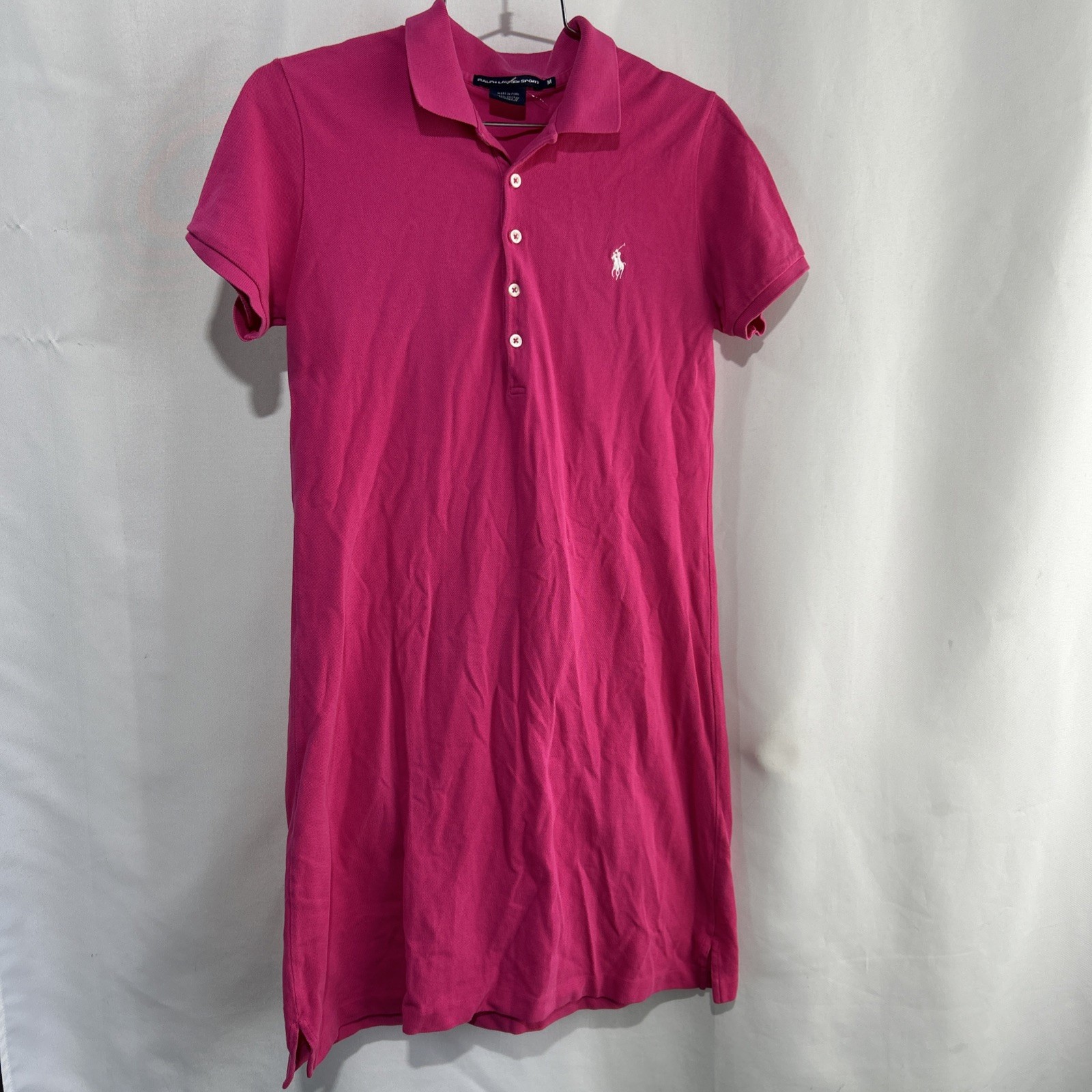 Ralph Lauren Sport Polo Dress Women’s Sz Medium Pink Cotton Knit Preppy Logo