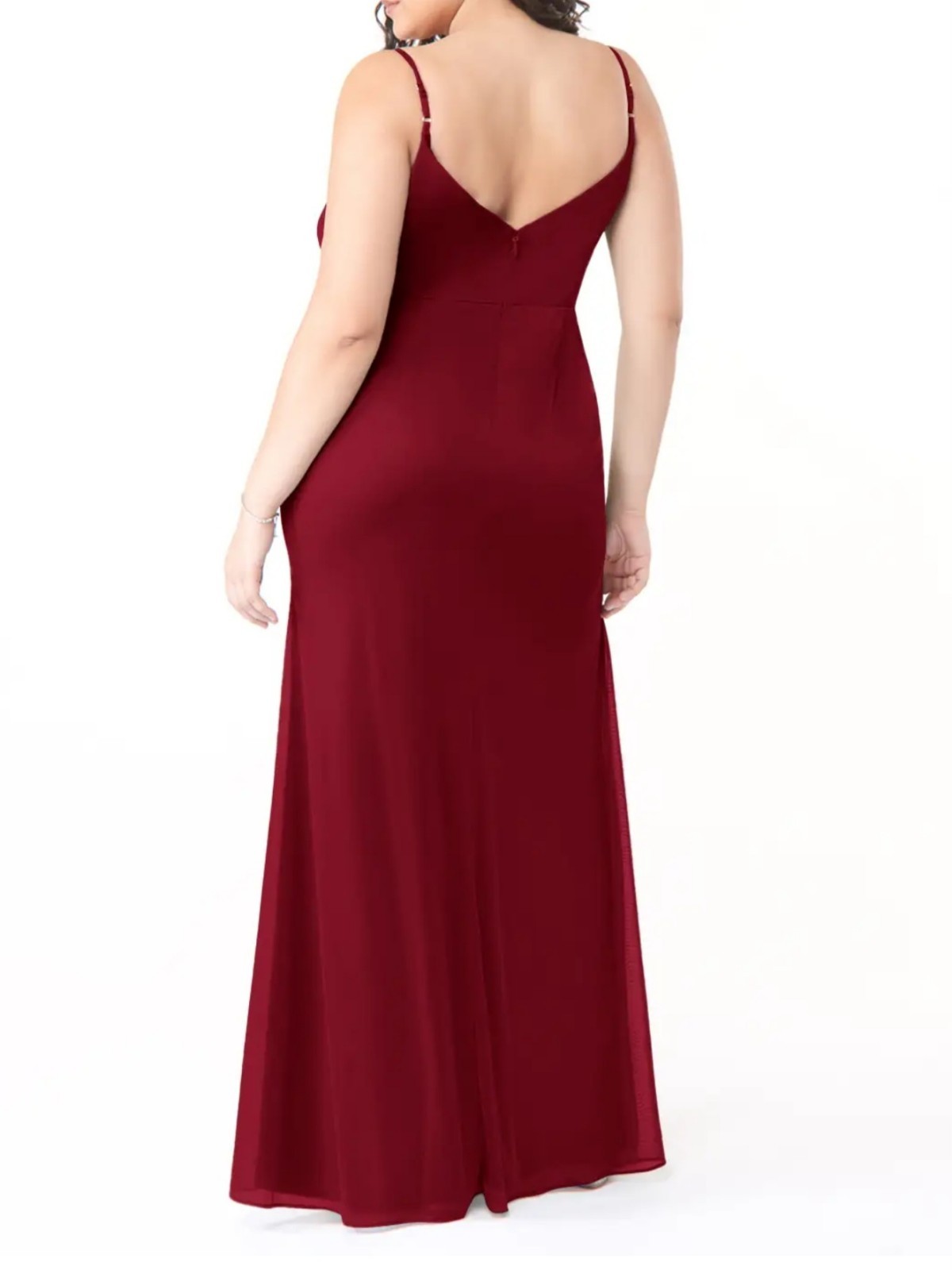 AZAZIE Deandra Burgundy Mermaid Pleated Mesh Maxi Dress Women’s Size A16 Formal