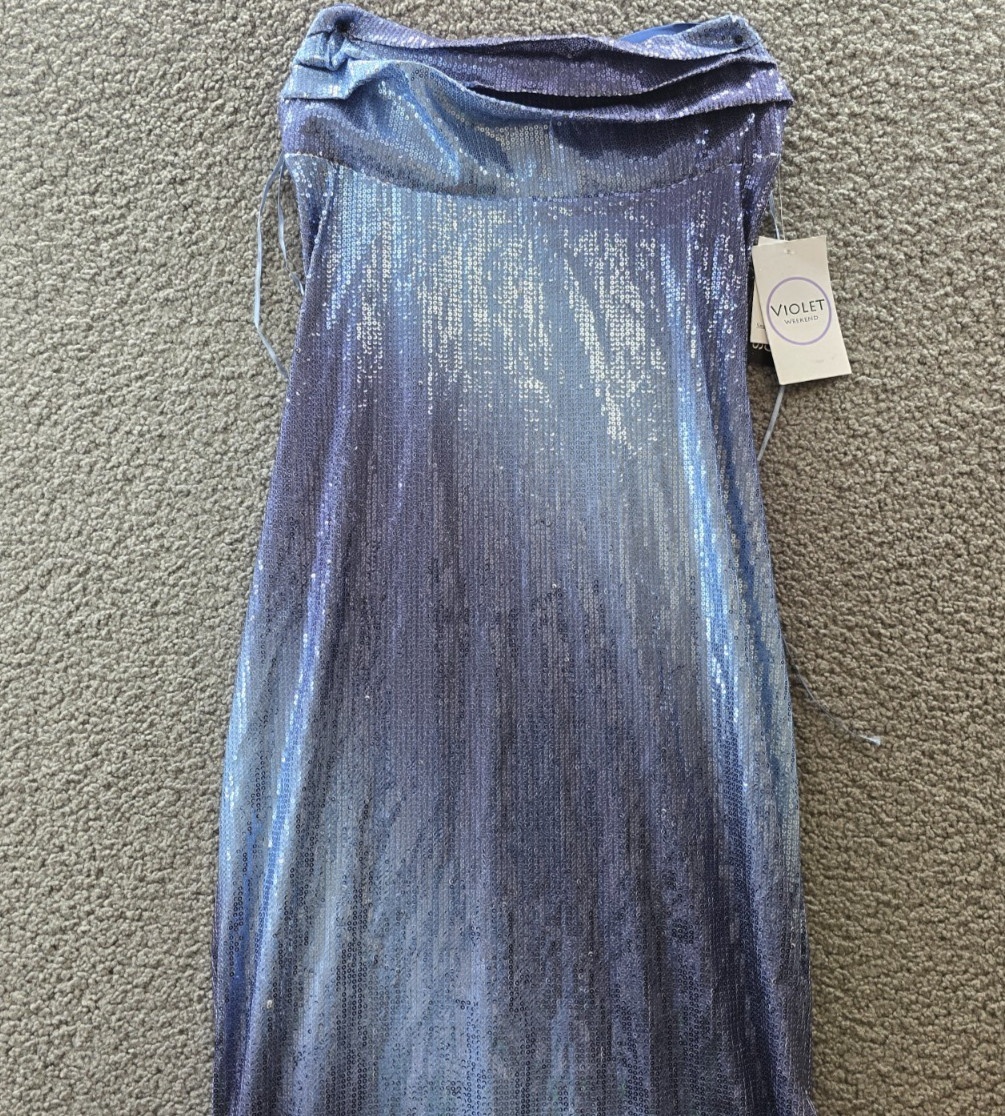 Violet Weekend Strappy Ombré Sequin Gown Junior’s 9/10 Blue Silver Lined