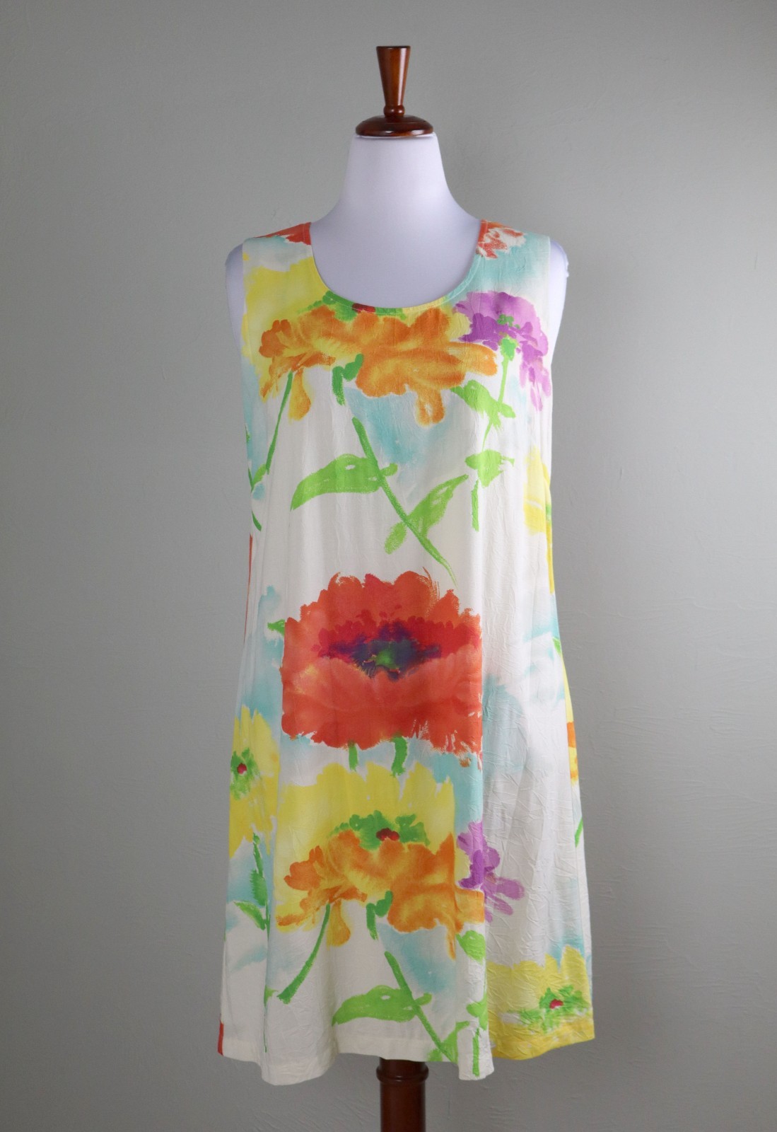 JAMS WORLD $128 Vintage Ranuncula Floral Casual Shift Tank Dress Size Large