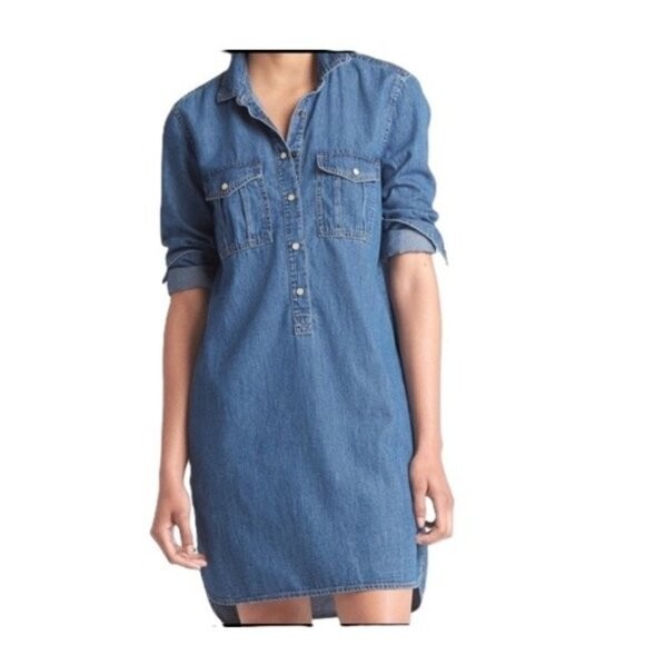 Gap Medium Wash Popover Denim Dress XL