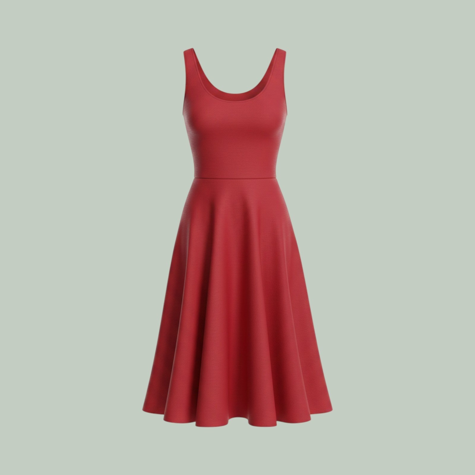 Quince Fit & Flare Dress XL Red Tencel Jersey Sleeveless Minimalist Capsule