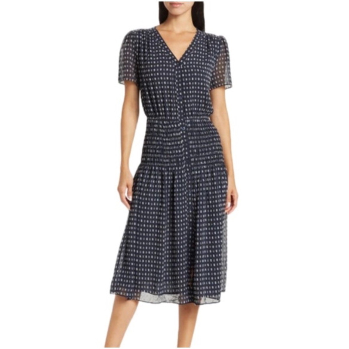 CURRENT AIR Swiss Dot ShortSleeve Midi Dress Women’s Size Small