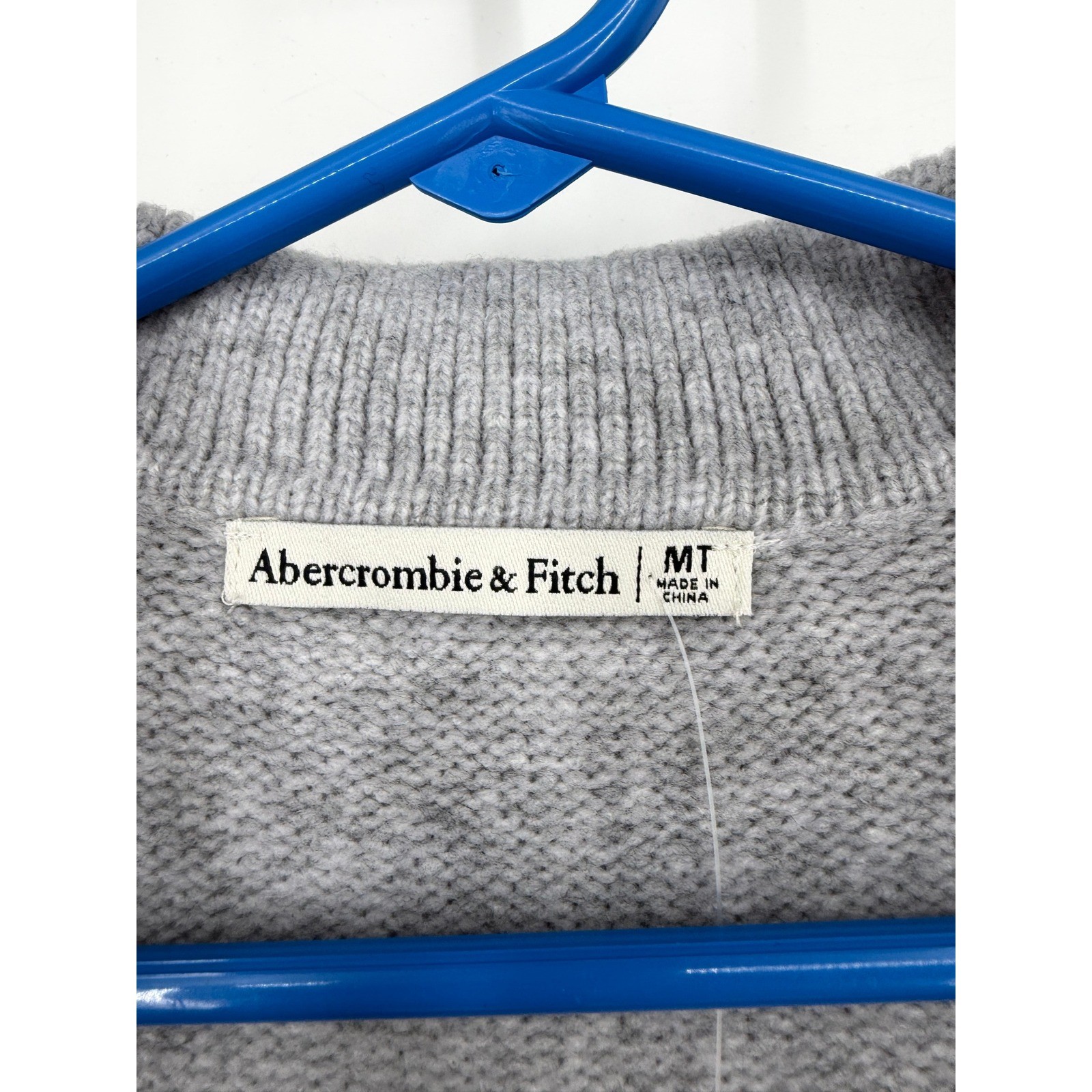 NEW Abercrombie & Fitch Heather Grey Polo Sweater Dress Wool Blend Medium Tall