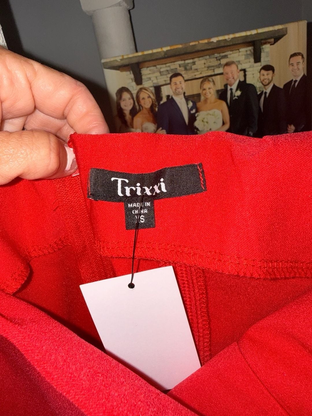 Trixxi Red Square Neck Bodycon Midi Sheath Dress