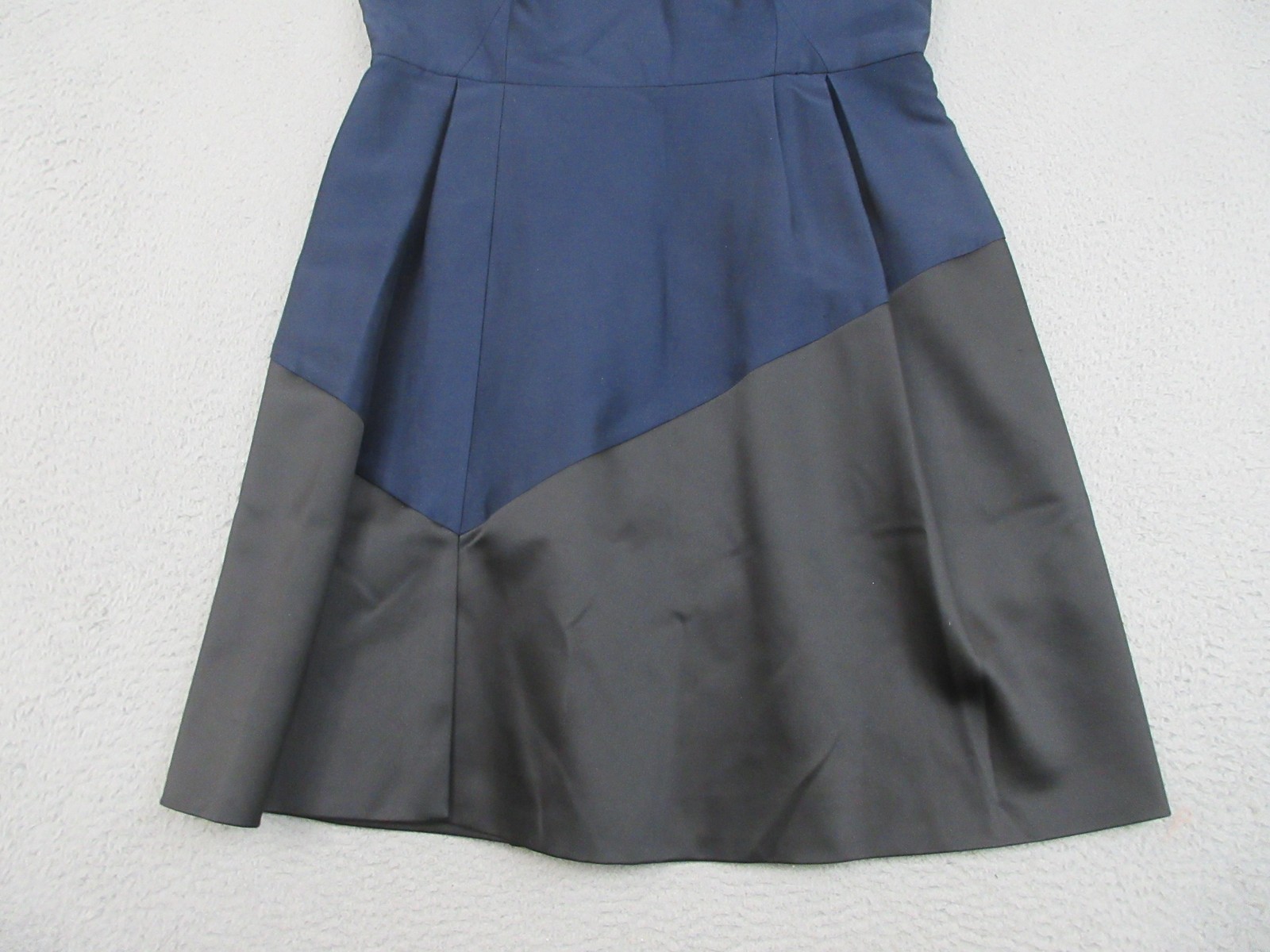 Halston Heritage Dress Womens 14 Blue Black Colorblock Fit & Flare Midi Evening