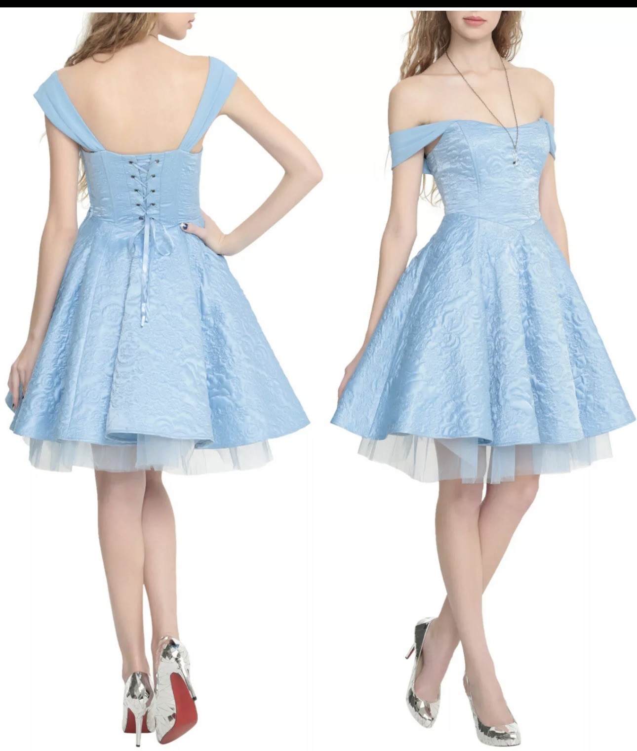 Disney Live Action Cinderella Corset Blue Embroidered Dress Hot Topic M NWT