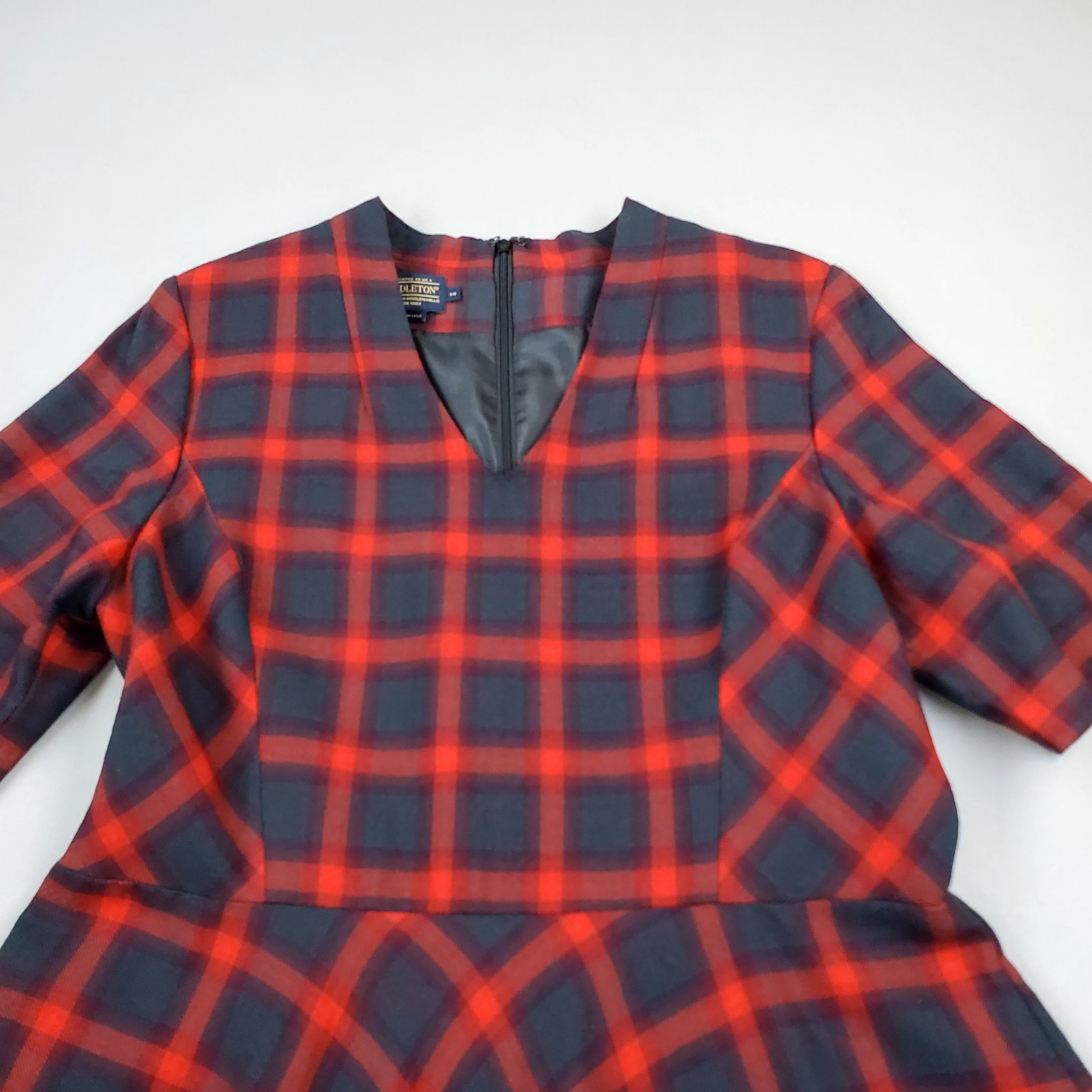 Pendleton 100% Wool Red Plaid Cunningham Tartan Jumper Lined Dress USA Made 14