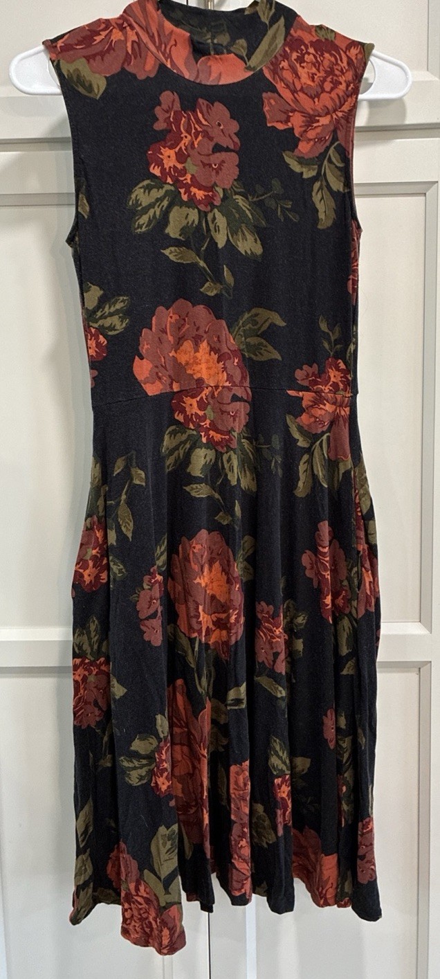 Agnes & Dora Women’s Multicolor Boho Knit Sleeveless Tank Dress Size S Mock Neck