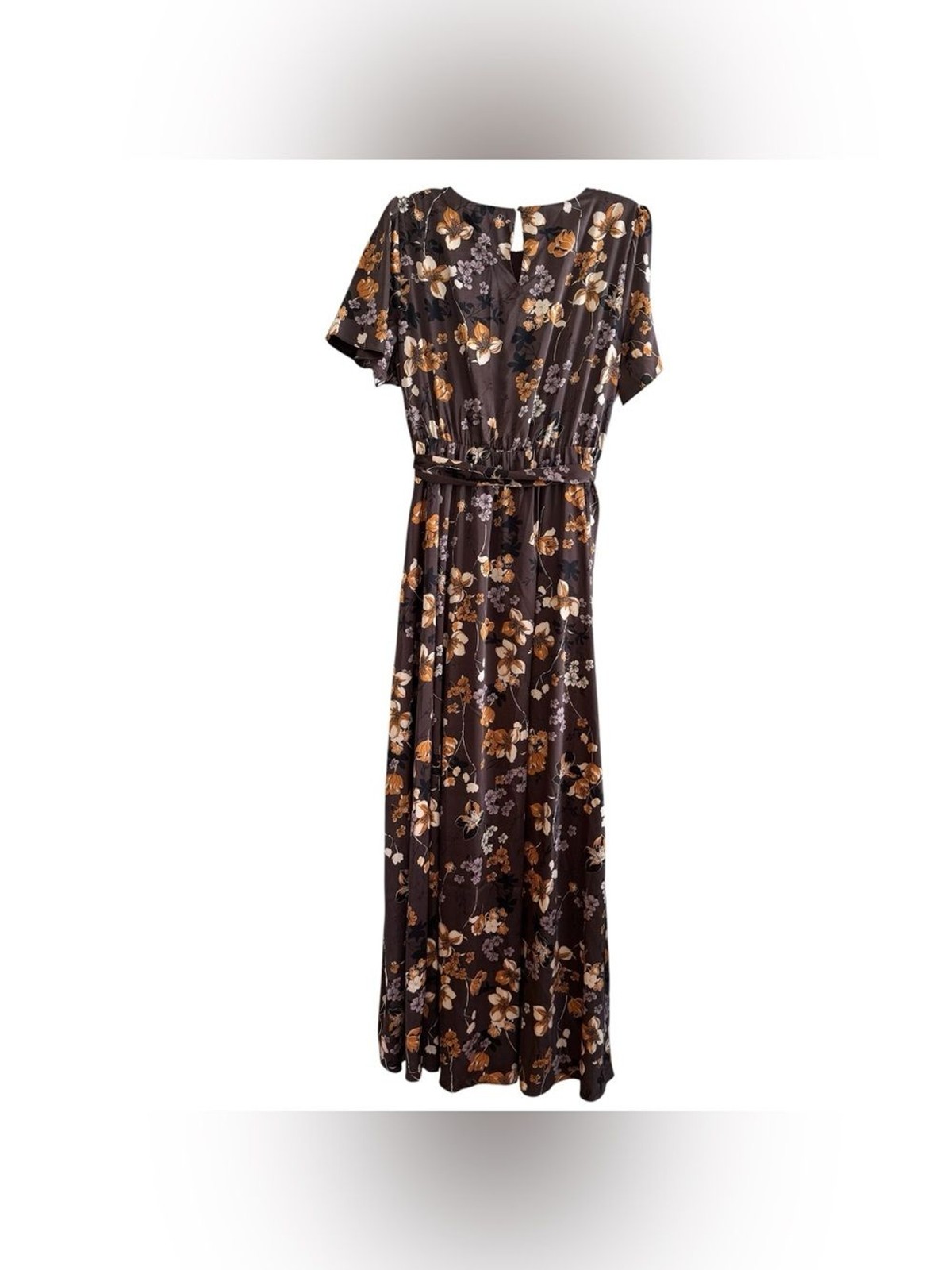 Baltic Born Brown Agnes Satin Maxi Dress Floral Romantic Cottagecore Elegant XL